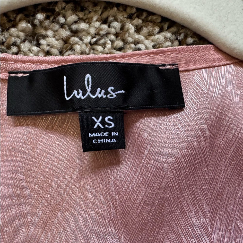 Lulus Pink Floral Satin Wrap Blouse - Picture 11 of 13